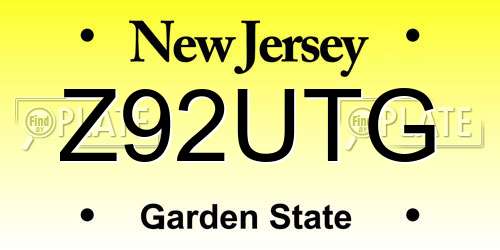 Z92UTG New Jersey License Plate