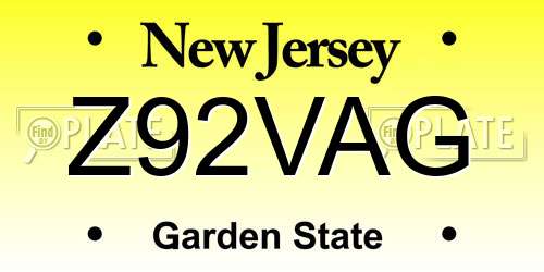 Z92VAG New Jersey License Plate