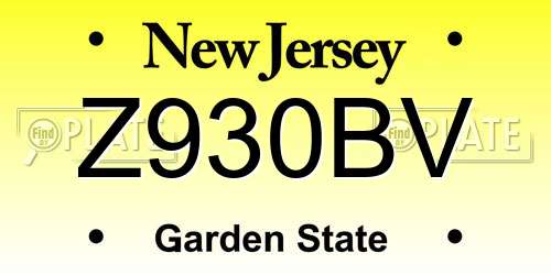 Z930BV New Jersey License Plate