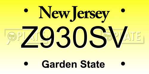 Z930SV New Jersey License Plate