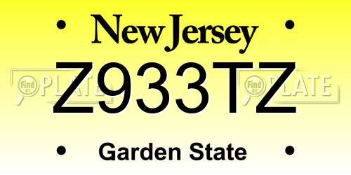 Z933TZ New Jersey License Plate