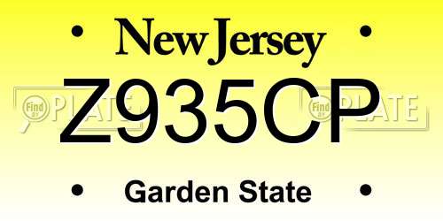 Z935CP New Jersey License Plate