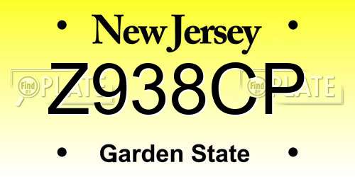 Z938CP New Jersey License Plate