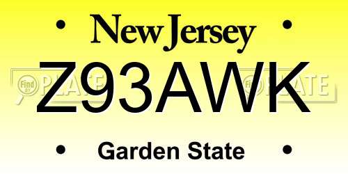 Z93AWK New Jersey License Plate