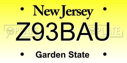 Z93BAU New Jersey License Plate