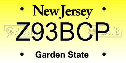 Z93BCP New Jersey License Plate