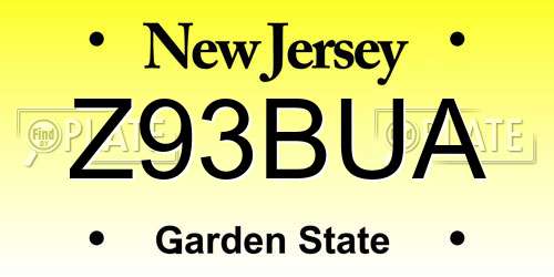 Z93BUA New Jersey License Plate