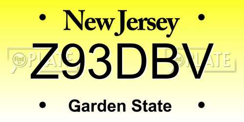 Z93DBV New Jersey License Plate