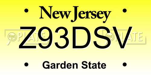 Z93DSV New Jersey License Plate
