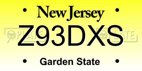 Z93DXS New Jersey License Plate