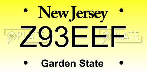 Z93EEF New Jersey License Plate