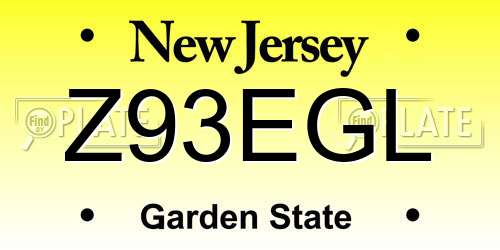 Z93EGL New Jersey License Plate