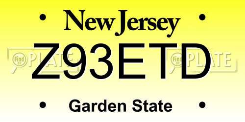Z93ETD New Jersey License Plate