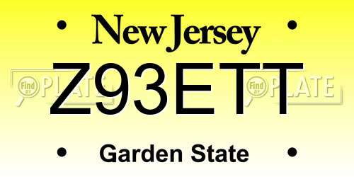 Z93ETT New Jersey License Plate