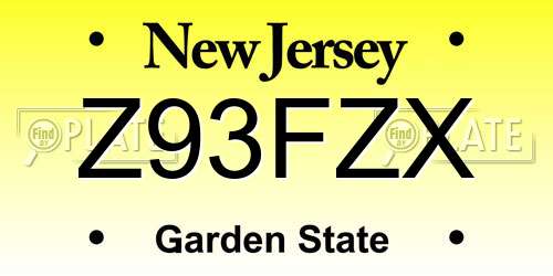 Z93FZX New Jersey License Plate