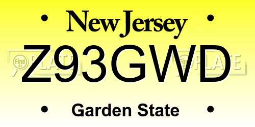 Z93GWD New Jersey License Plate