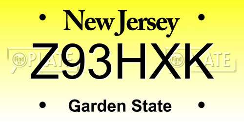 Z93HXK New Jersey License Plate