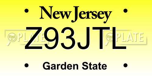 Z93JTL New Jersey License Plate