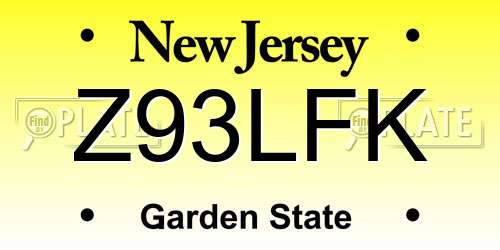 Z93LFK New Jersey License Plate