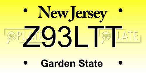 Z93LTT New Jersey License Plate