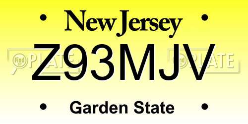 Z93MJV New Jersey License Plate