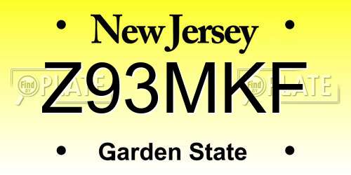 Z93MKF New Jersey License Plate