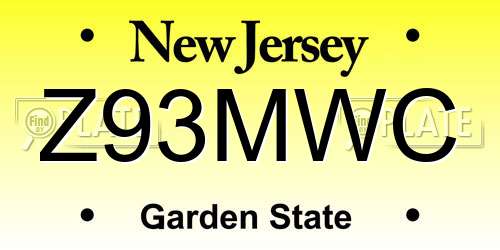 Z93MWC New Jersey License Plate