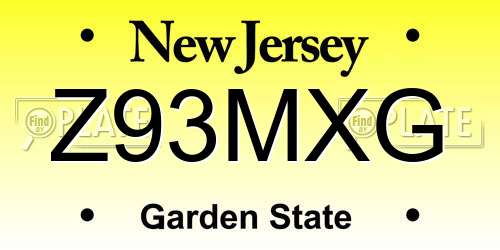 Z93MXG New Jersey License Plate