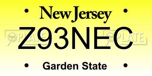 Z93NEC New Jersey License Plate