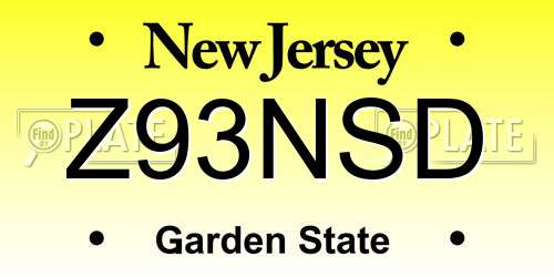 Z93NSD New Jersey License Plate