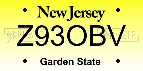 Z93OBV New Jersey License Plate