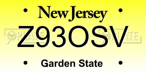 Z93OSV New Jersey License Plate