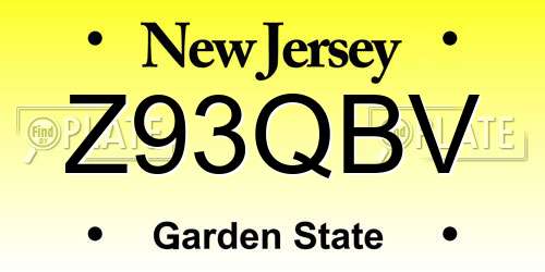 Z93QBV New Jersey License Plate