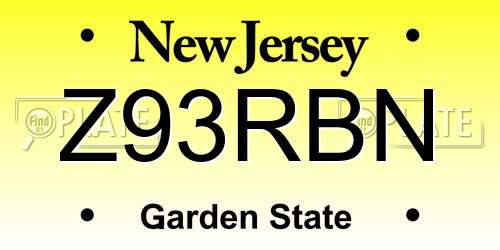 Z93RBN New Jersey License Plate