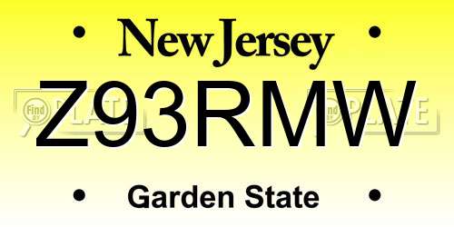 Z93RMW New Jersey License Plate