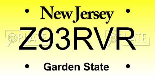 Z93RVR New Jersey License Plate