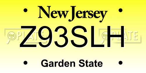 Z93SLH New Jersey License Plate