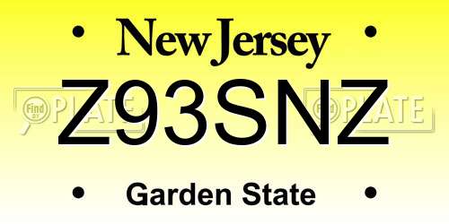 Z93SNZ New Jersey License Plate