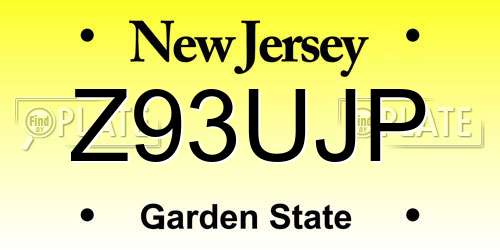 Z93UJP New Jersey License Plate