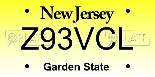 Z93VCL New Jersey License Plate