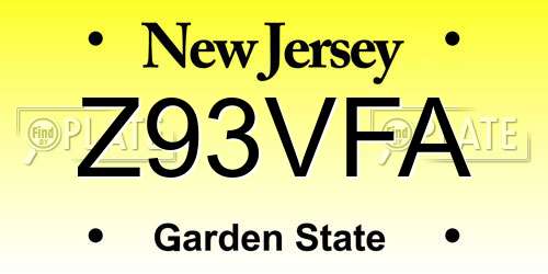 Z93VFA New Jersey License Plate
