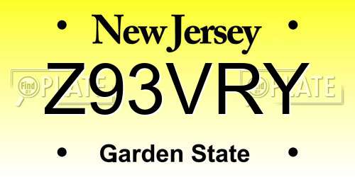 Z93VRY New Jersey License Plate