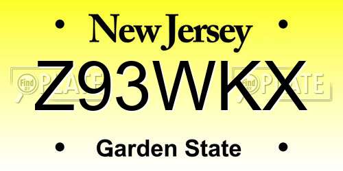 Z93WKX New Jersey License Plate