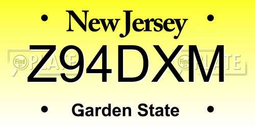 Z94DXM New Jersey License Plate