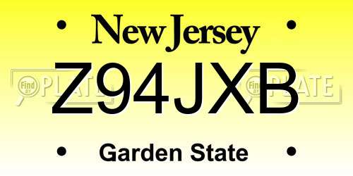 Z94JXB New Jersey License Plate