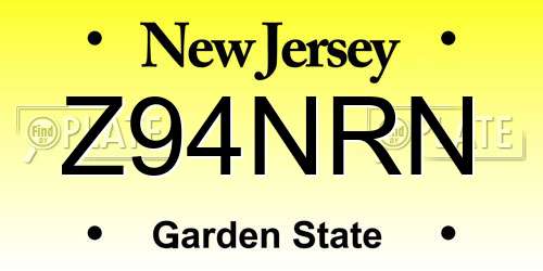 Z94NRN New Jersey License Plate