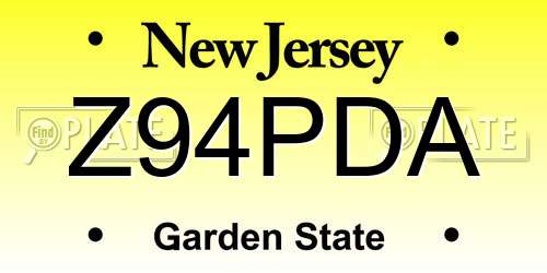 Z94PDA New Jersey License Plate
