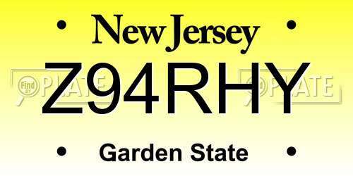 Z94RHY New Jersey License Plate