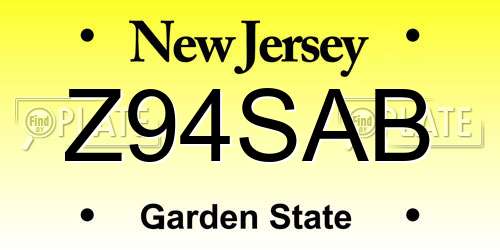 Z94SAB New Jersey License Plate