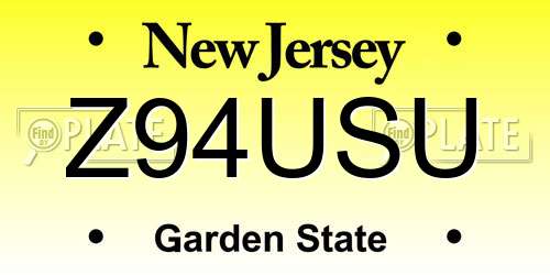 Z94USU New Jersey License Plate